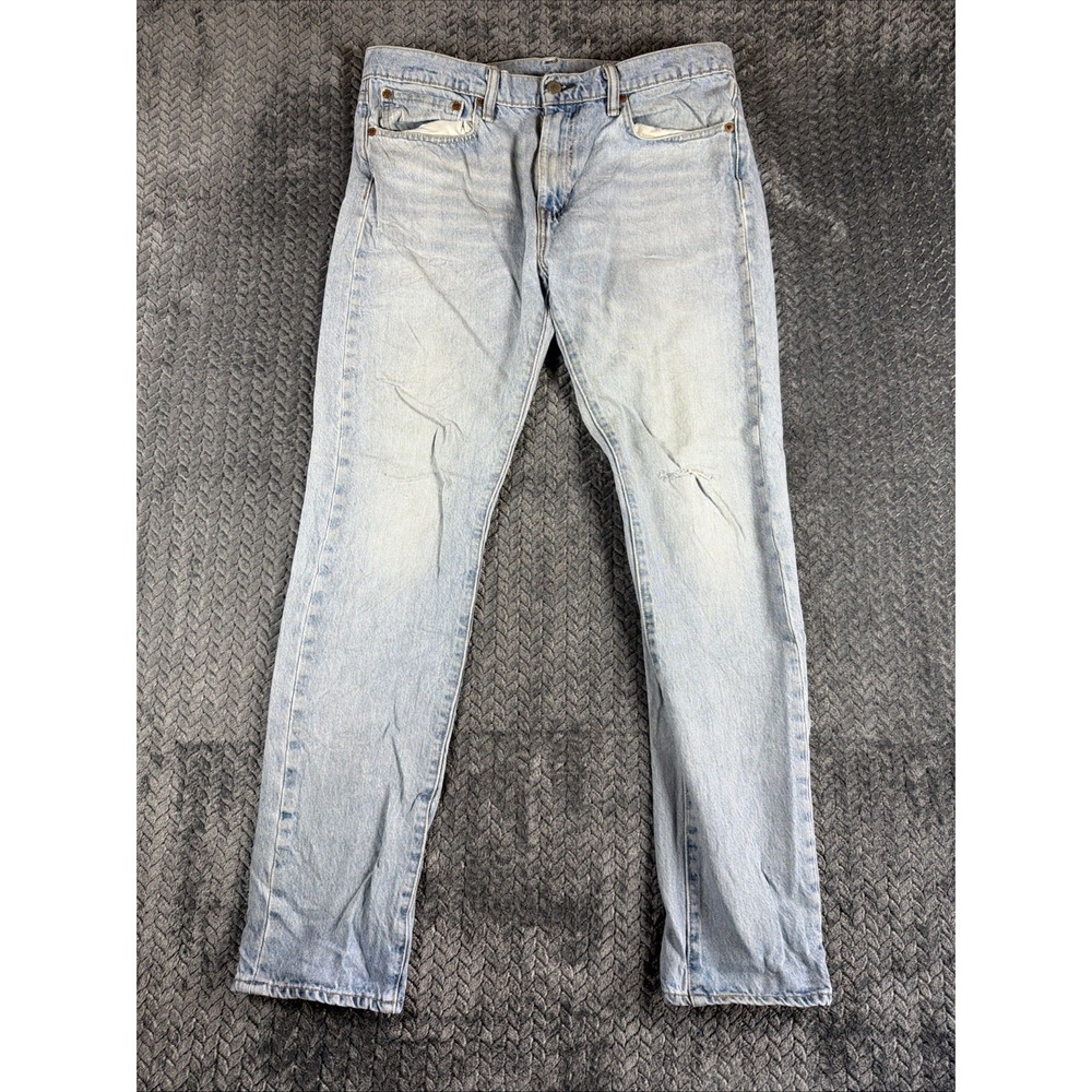 Levi's 510 Jeans Mens 34x32 Blue Light Wash Super Skinny Fit Straight Distressed